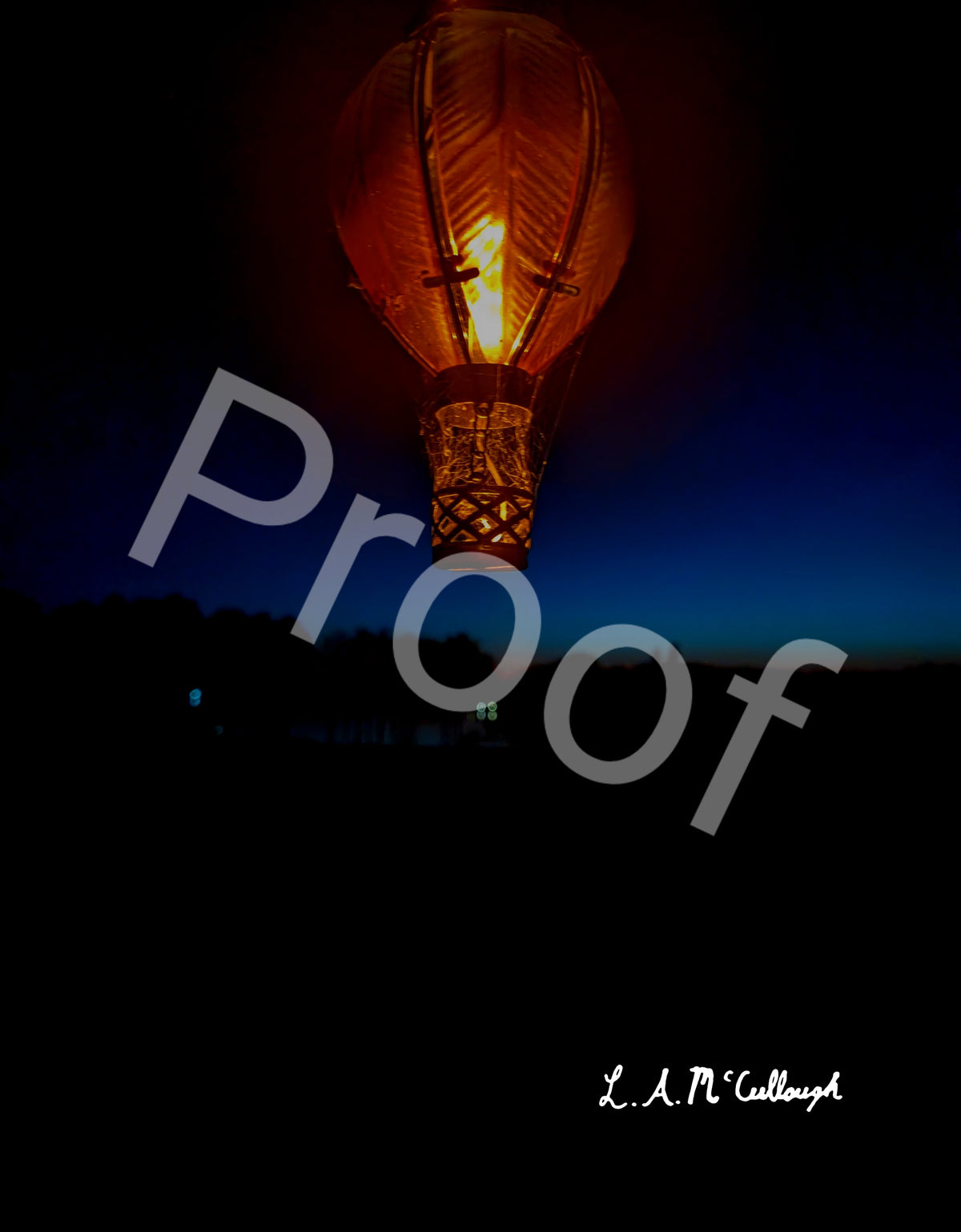 Hot Air Balloon Lamp at Night